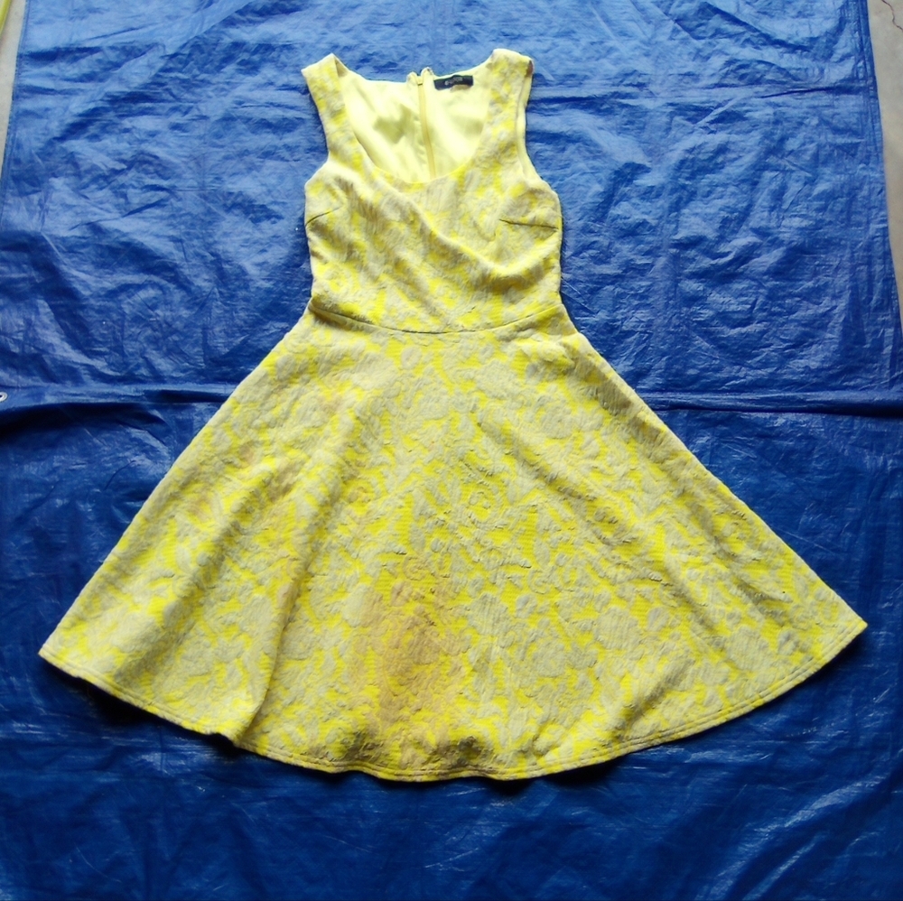 Yellow Textured Sleeveless Dress